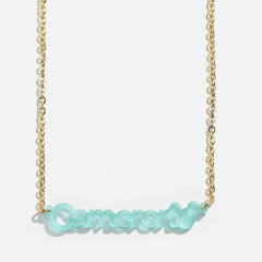 Disney Mickey Mouse Acrylic Custom Nameplate Necklace - Translucent Aqua