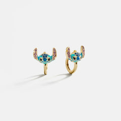 Disney Stitch 14K Gold Earrings - Gold/Blue