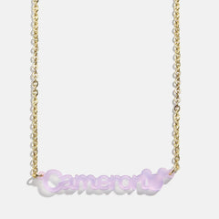 Disney Mickey Mouse Acrylic Custom Nameplate Necklace - Translucent Purple