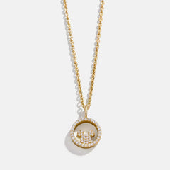 Disney Mickey Mouse 18K Gold Plated Sterling Silver Outline Pendant Necklace - Gold/Pavé