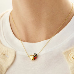 Disney Mickey Mouse Hugging Heart Necklace - Gold