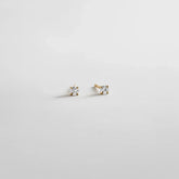 Debra 14K Gold Earrings - Round Stone