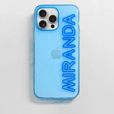 Fine Line Custom iPhone Case - Transparent Blue/Cobalt Blue