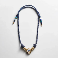 Eye Candy Evil Eye Cord Necklace - Gold/Blue