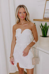 Graceful Appearance Jacquard Mini Dress in White