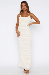 Never Say Goodbye Halter Maxi Dress Cream