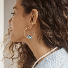 Disney Stitch 3D Hoop Earrings - Gold/Blue