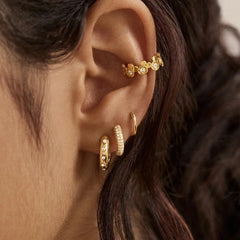 Disney Mickey Mouse 18K Gold Plated Sterling Silver Ear Cuff - Gold/Pavé