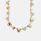 Disney Mickey Mouse Hearts Necklace - Gold/Pavé