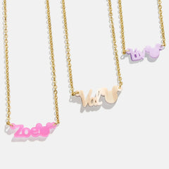 Disney Mickey Mouse Acrylic Custom Nameplate Necklace - Translucent Purple