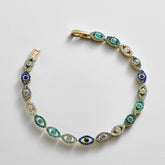 Evil Eye Tennis Bracelet - Gold/Blue