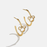 Disney Mickey Mouse 18K Gold Plated Sterling Silver Hoop Earrings - Gold/Pavé