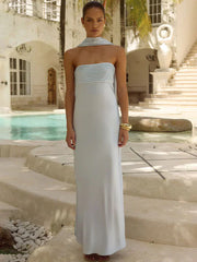 Elsa Scarf Satin Maxi Dress