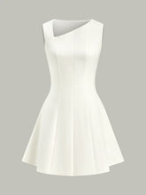 Asymmetric Neckline Flare Dress