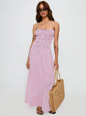 Loralei Shirred Maxi Dress Red Stripe