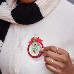 Disney Mickey & Minnie Mouse Reversible Christmas Pin - Mickey Mouse & Minnie Mouse