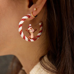 Disney Chip ‘N Dale Candy Cane Hoop Earrings - Red/White