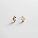Elaine 14K Gold Stud Earrings - Marquise Stone