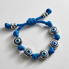 Eyes Open Evil Eye Paracord Bracelet - Blue