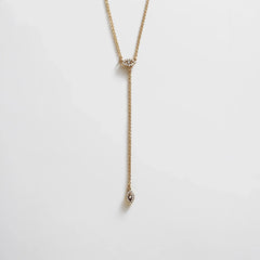 Evil Eye Lariat Necklace - Gold/Pavé