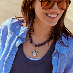 Eye Catcher Semi-Precious Necklace - Navy