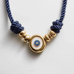 Eye Candy Evil Eye Cord Necklace - Gold/Blue