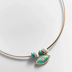 Evil Eye Collar Necklace - Gold/Blue