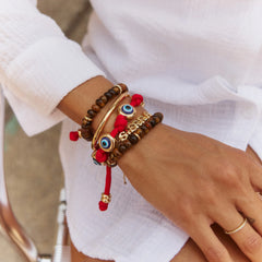 Eyes Open Evil Eye Paracord Bracelet - Red