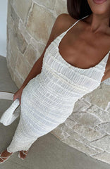 Never Say Goodbye Halter Maxi Dress Cream