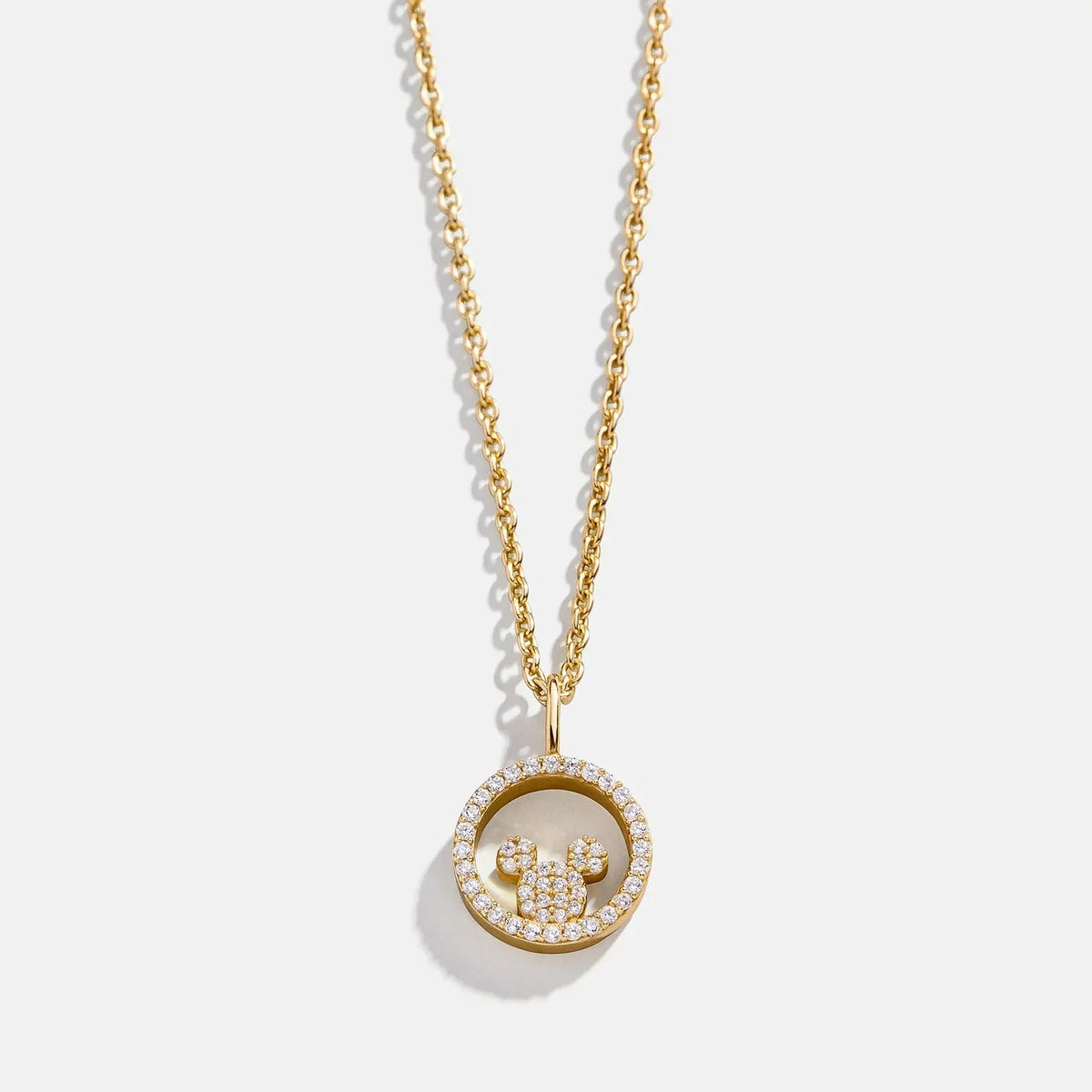 Disney Mickey Mouse 18K Gold Plated Sterling Silver Outline Pendant Necklace - Gold/Pavé