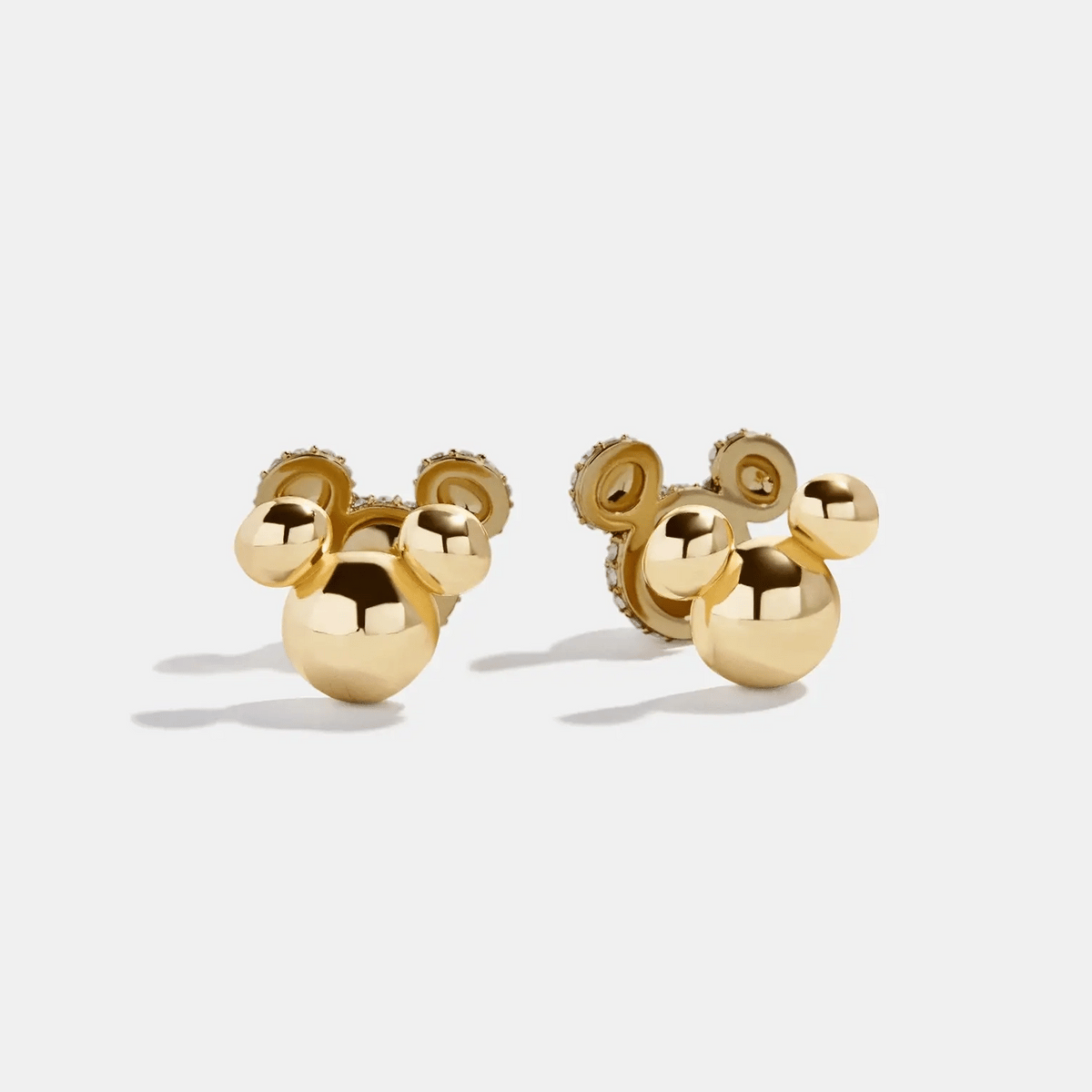 Disney Mickey Mouse Reversible Stud Earrings - Gold/Pavé