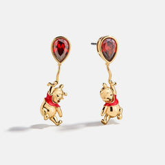 Disney Winnie the Pooh Balloon Drop Earrings - Gold/Red