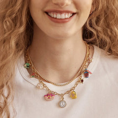 Disney Alice in Wonderland Charm Necklace - Gold/Multi