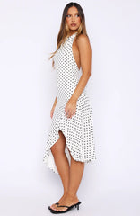 Blushing Nights Midi Dress Cream/Black Polka Dot