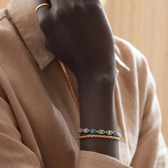 Evil Eye Tennis Bracelet - Gold/Blue