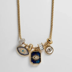 Evil Eye Charm Necklace - Lapis Evil Eye