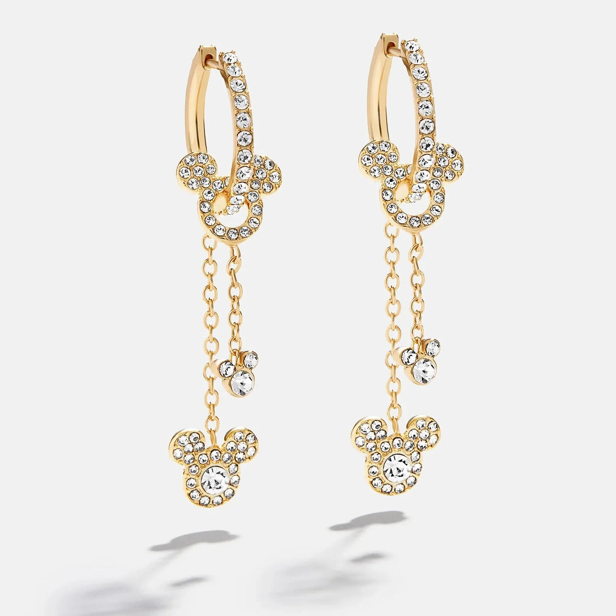 Disney Mickey Mouse Drop Earrings - Gold/Pavé