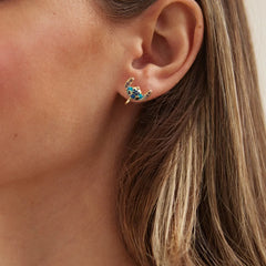 Disney Stitch 14K Gold Earrings - Gold/Blue