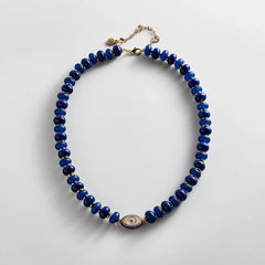 Eye Catcher Semi-Precious Necklace - Navy