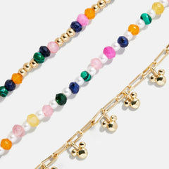 Disney Mickey Mouse Semi-Precious Layered Bracelet - Gold/Multi