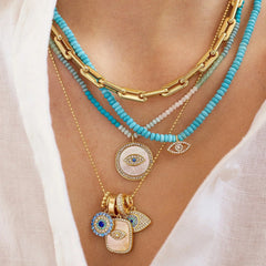 Evil Eye Charm Necklace - Turquoise Evil Eye