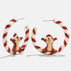 Disney Chip ‘N Dale Candy Cane Hoop Earrings - Red/White