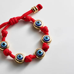 Eyes Open Evil Eye Paracord Bracelet - Red