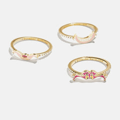 Disney Cheshire Cat Ring Set - Gold/Pink