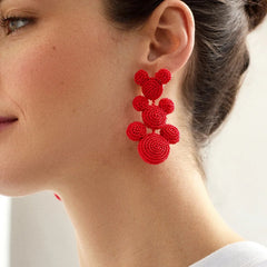 Disney Mickey Mouse Beaded Statement Earrings - Red