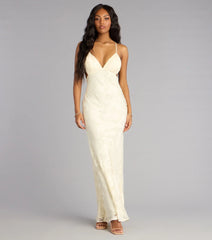 Enya Floral Mesh Lace-Up Formal Dress