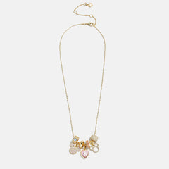 Disney Mickey Mouse Heart Charm Necklace - Gold/Pavé