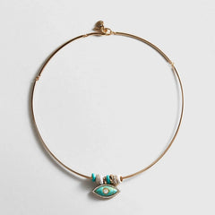 Evil Eye Collar Necklace - Gold/Blue