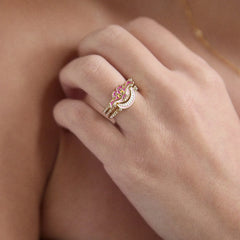 Disney Cheshire Cat Ring Set - Gold/Pink