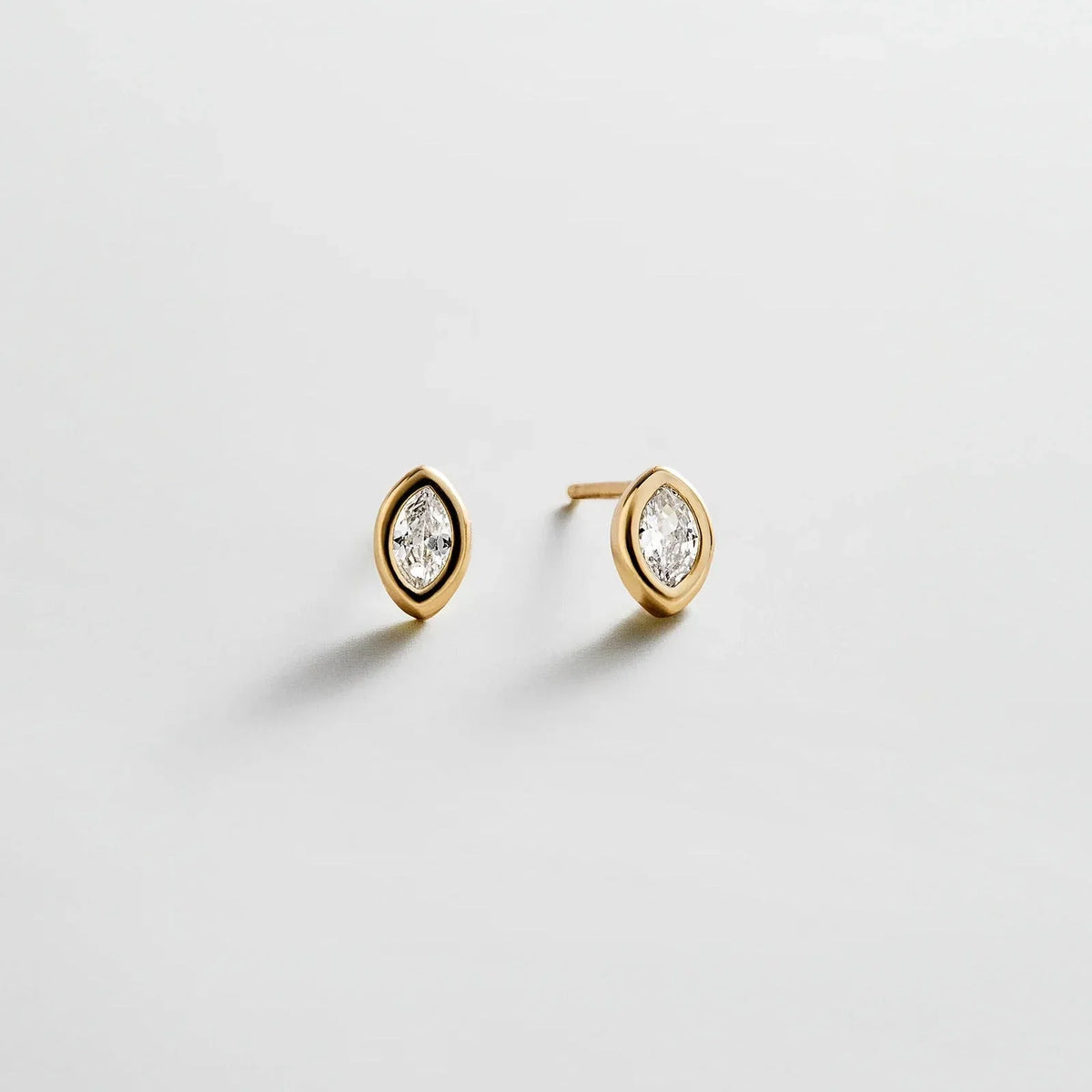 Elaine 14K Gold Stud Earrings - Marquise Stone